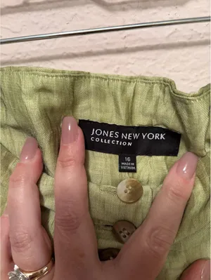 Jones New York Collection‎ Women's Olive Green Linen Wide Leg Pants Size 16 thumbnail 5
