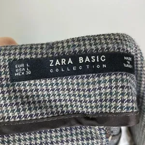 Zara Basic Brown Mini Houndstooth Check High Rise Trouser Pants thumbnail 4