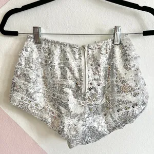 Sequin Micro Mini Shorts, Festival Clubwear Rave‎ Glam Medium 2000s Y2K thumbnail 2