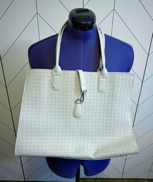 Light Gray Basket Weave Faux Leather Tote Purse Carry on Travel Everyday Basic thumbnail 1