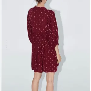 NWT Zara‎ Boho Embroidered Tassel Mini Dress XS Wine Red Peasant thumbnail 2