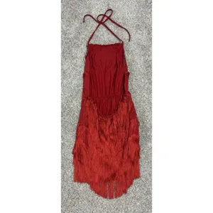 Sexy Red Flapper Fringe Halter Romper 1920s Gatsby Tiered Charleston Cocktail S thumbnail 6