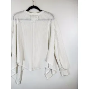 We The Free Womens Top White Coraline Thermal V Neck Waffle Knit Oversized XS thumbnail 10