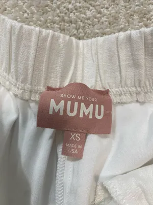 Show Me Your MuMu White Wide-Leg Linen-Blend Pants 100% Rayon Size XS thumbnail 7