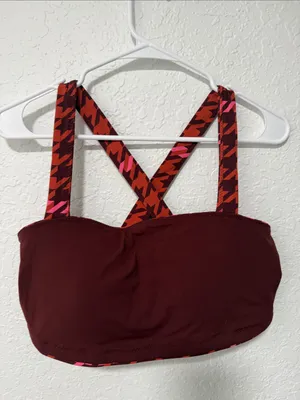 NWOT Offline by Aerie Red & Pink Patterned Crop Bralette Size XL thumbnail 13