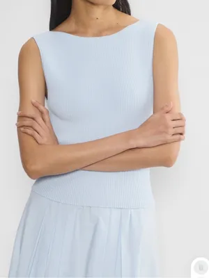 Aritzia Babaton Sculpt Knit Leading Top in Glacier Ice Blue Medium Low Back Tank thumbnail 1