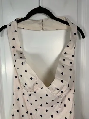 White Fox The Moment I Met You Mini Dress Cream Black Polka Dot XS thumbnail 5