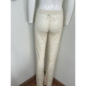 Elan Beach ivory lace boho pull on wide leg pants Cover Up Beach Resort Size M thumbnail 7