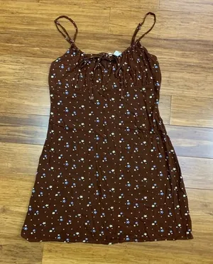 L.A. Hearts Floral Mini Dress Womens Size XS Brown Tie Front‎ Spaghetti Strap thumbnail 1