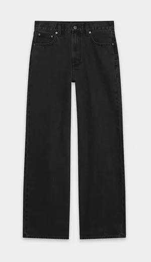 Denim Forum Farrah High Rise Wide Leg Jeans Washed Black 29 Raw Hem 26 Inseam thumbnail 1