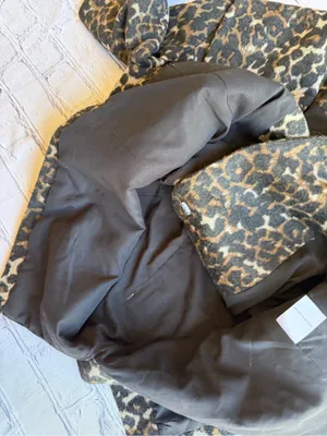 The Hinge Double-Breasted Leopard Car Coat Pea Animal Print Womens Small Classic thumbnail 11