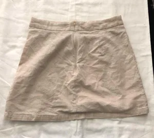 Cream tan 100% Cotton side slit mini skirt #officecore #preppy Measurement in pics thumbnail 4