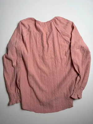 Frye Women's Rose Mauve Boho Knit Long Sleeve V Neck Pullover Blouse Large thumbnail 7