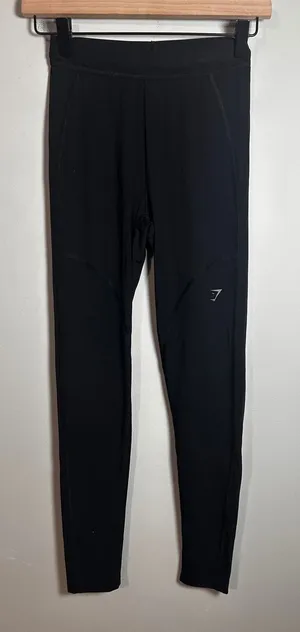 Gymshark Speed Leggings Women Small‎ Black Running Tights Zipper Pocket B4A8T thumbnail 1