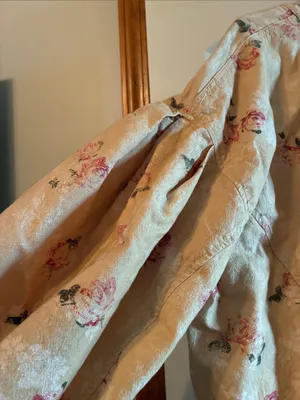 Free People Beige Floral Cropped Bomber Jacket thumbnail 8