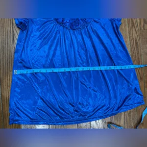 Lati Fashion…Vibrant Blue Women's Blouse with Floral Detail thumbnail 5
