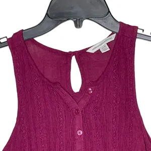 American Eagle Womens Sleeveless 1/2‎ Button Tank Top Blouse Size XS Maroon thumbnail 2