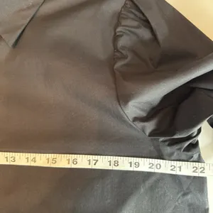 Marc New York Andrew Marc Black Button Front Blouse Puff Pleated Sleeve Top L thumbnail 5