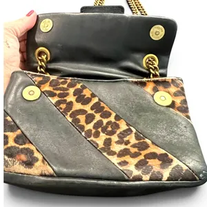 Kurt Geiger Soho small crossbody purse shoulder bag leopard print calf hair thumbnail 7