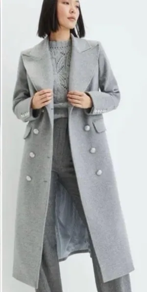 Veronica Beard Nalida Overcoat Grey Size 6 Wool Cashmere Long Cardigan Coat thumbnail 2
