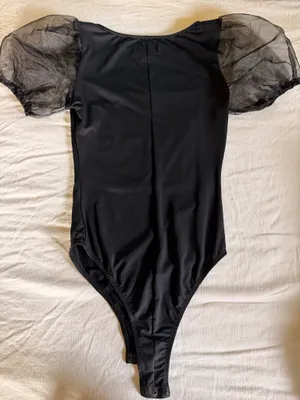 Princess Polly Black Puff Sleeve Mesh Organza Sleeve Bodysuit Size US 4 AU 8 thumbnail 3