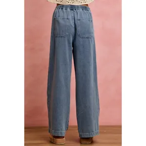 SO ME Mid Rise Ruffled Front Elastic‎ Wide Leg Jeans thumbnail 3