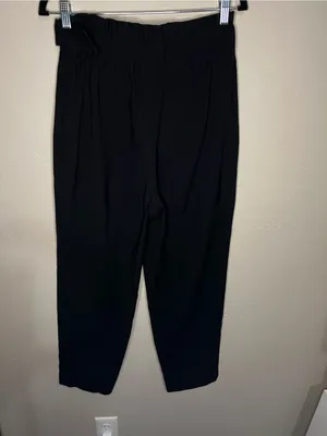 Zara NWT Black Paperbag High Rise Pleated Belted Tapered Trouser‎ Pants thumbnail 5