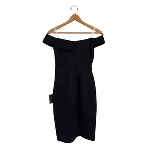 Lulus Black Off The‎ Shoulder Bodycon Dress Front Slit XS NEW thumbnail 4
