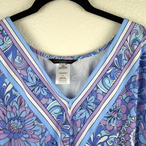 Carmen Marc Valvo Swimwear Coverup Dress Womens Large Floral Ruched Stretch Boho thumbnail 4