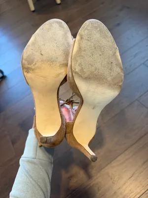 Nine West Suede Lace-Up Open-Toe Heels in Tan Size 7 - C37-085 thumbnail 4
