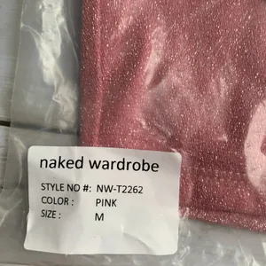 NWT Naked Wardrobe On the Glow‎ Long Sleeve Turtleneck Crop Top in Pink thumbnail 6