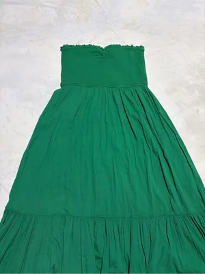 Aerie Green Strapless smocked sun dress large thumbnail 2