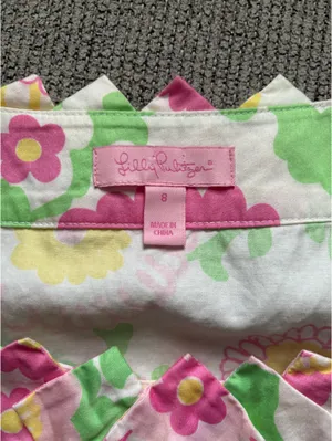 Vintage Lilly Pulitzer Floral Sleeveless Top Origami Pleated Geometric Neckline thumbnail 2