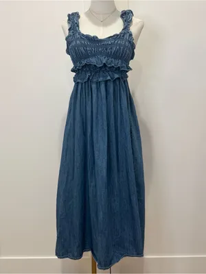 Urban Outfitters Kimichi Blue Kenzie Empire Denim Midi Dress Small Western Boho thumbnail 5