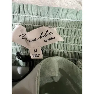NWT Amable By Mable Anthropologie Green Ribbon Shoulders Mini Dress Size Medium thumbnail 7