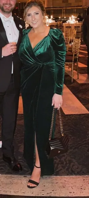 Green Velvet Long Sleeved Dress thumbnail 1