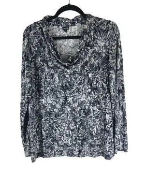 Rafaella Womens Long-Sleeve Cowl Neck Floral Print Top Size M thumbnail 1