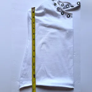 Weekday Halterneck Tank Top Womens Sz Medium‎ White with Silver Eyelet detail thumbnail 11