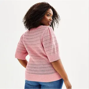Sonoma Goods For Life Pjnk Crochet Elbow Length Sleeve Scoop Sweater1X NWOT thumbnail 2