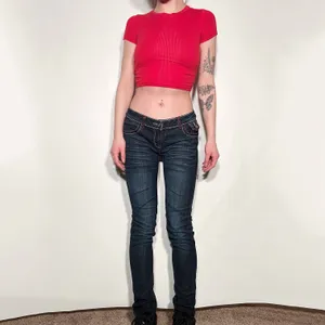 Silver Diva Y2K Red Cross Rhinestone Low Rise Jeans thumbnail 2