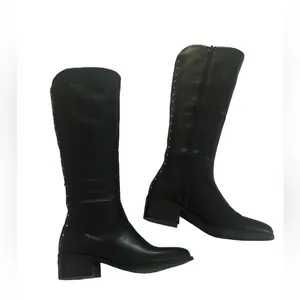 Bar III VAYLA BLACK PLEATHER VEGAN FAUX LEATHER RIDING BOOTS 6 thumbnail 1
