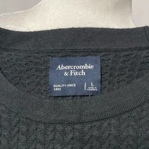 Abercrombie & Fitch Cable Knit Short Sleeve Sweater Tee Faded Black Size Large thumbnail 11