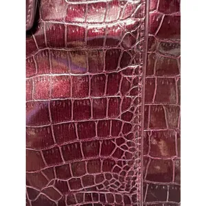 Brentwood Beauties Faux Leather Croc Tote Bag Purse Brown Shiny thumbnail 2