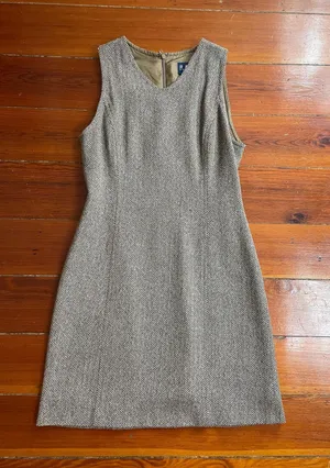 Ralph Lauren Wool Blend Tweed Herringbone Sheath Academia Jumper Dress Sz 4 💛🎀 thumbnail 1