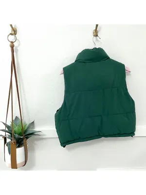 Hollister Reversible Puffer Jacket Navy Blue and Green Size M thumbnail 6