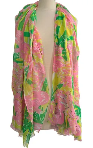 Lilly Pulitzer x Target 20th Anniversary Flamingo Scarf Sequin OS Sarong Coverup thumbnail 1