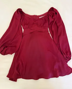 Altar'd State Wine Red Long Sleeve Mini Dress thumbnail 1