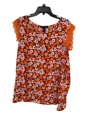 Floral nwt size 2x Orange Crochet-Sleeve top for Women thumbnail 2