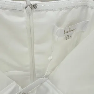 Lulus Khalida White Satin Pleated Strapless Gown Wedding Formal A Line Small NWT thumbnail 7