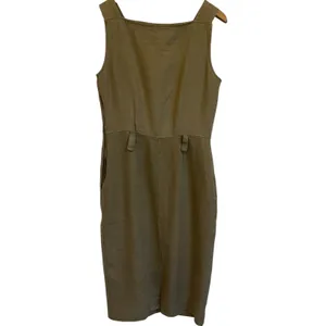 Tweeds Vintage 100% Linen Sheath Dress Khaki Sleeveless USA Sz 8 Career 90s thumbnail 2